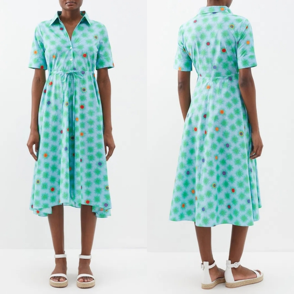 EMPORIO SIRENUSE Lucy Smile Print Cotton Midi Shirt Dress 2.